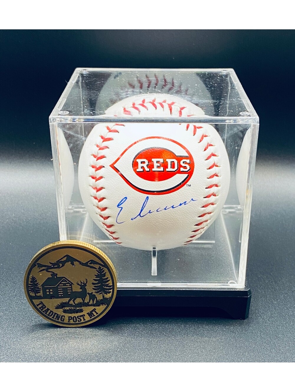 Elly De La Cruz Signed Logo Baseball In Case With COA (Reds)